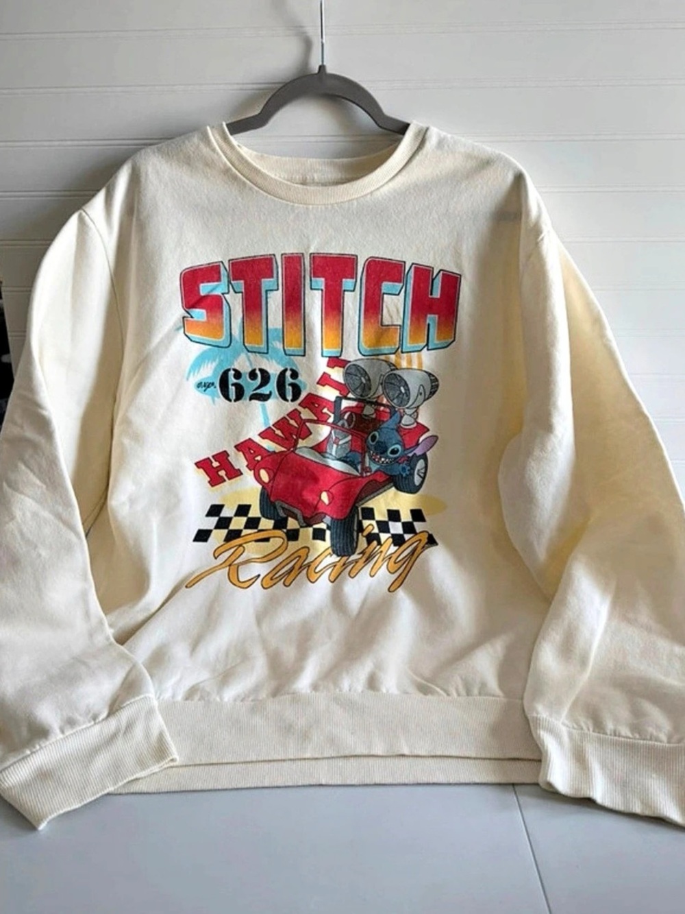 Disney Stitch 626 Racing sweatshirt Graphic Sweatshirt in White & Red
